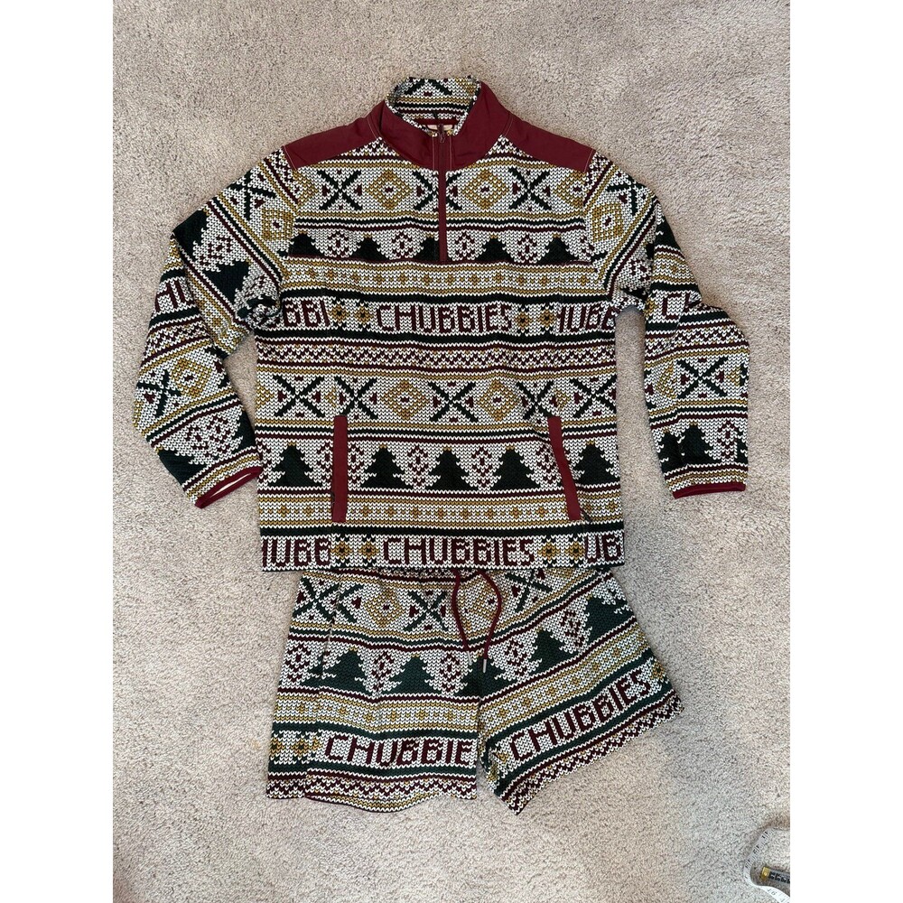 Chubbies Ol’ Log Cabin Quilted Pullover & Shorts Matching Set Men’s L/XL - NWT!